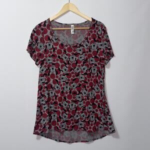 Disney Minnie Mouse Red Gray Polka Dot T-Shirt Women's Size Medium